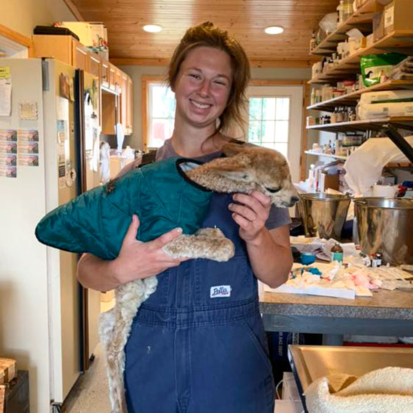 vet holding a cria